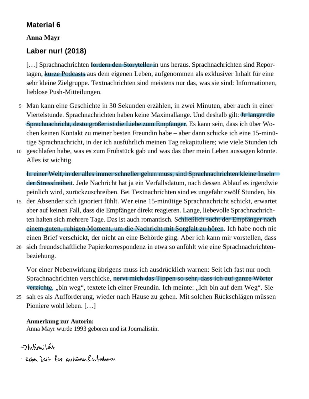 Materialgestütztes Schreiben - Probeklausur
Aufgabenstellung:
15.5.24
An Ihrer Schule wird eine Projektwoche zum Thema „Kommunikation im 21.