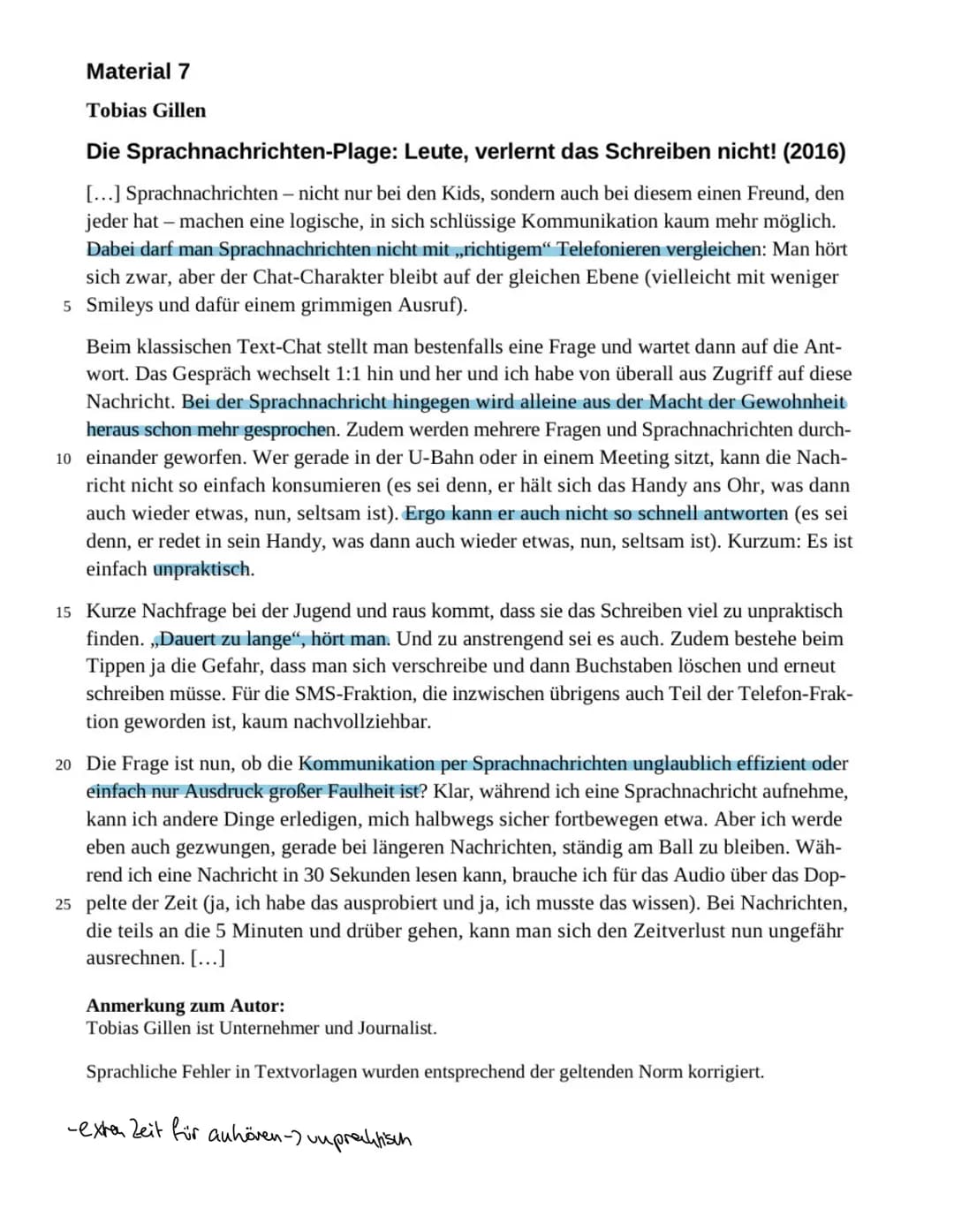 Materialgestütztes Schreiben - Probeklausur
Aufgabenstellung:
15.5.24
An Ihrer Schule wird eine Projektwoche zum Thema „Kommunikation im 21.