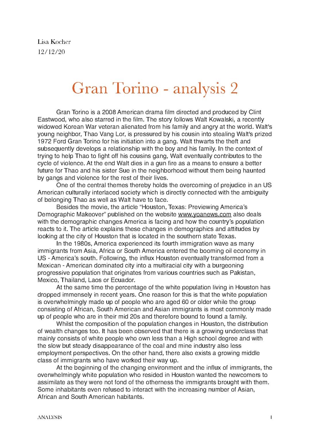 Gran Torino Analysis: A Look at Characters and Themes | Study Guide