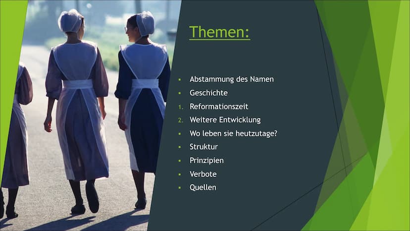 Mennoniten
Lebensweise, Herkunft und Unterschiede
Von Katharina zu Klampen ■
Themen:
1. Reformationszeit
2. Weitere Entwicklung
■
Abstammung
