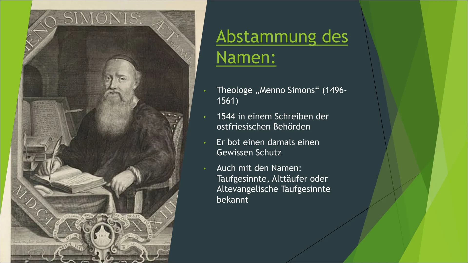 Mennoniten
Lebensweise, Herkunft und Unterschiede
Von Katharina zu Klampen ■
Themen:
1. Reformationszeit
2. Weitere Entwicklung
■
Abstammung