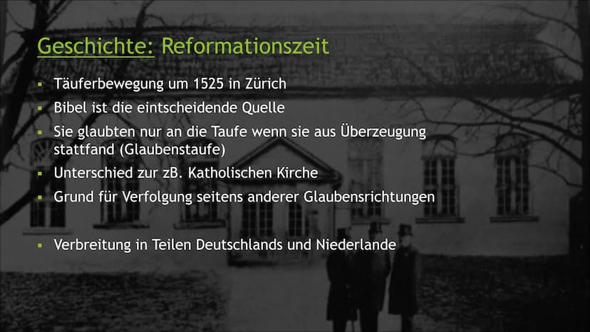 Mennoniten
Lebensweise, Herkunft und Unterschiede
Von Katharina zu Klampen ■
Themen:
1. Reformationszeit
2. Weitere Entwicklung
■
Abstammung