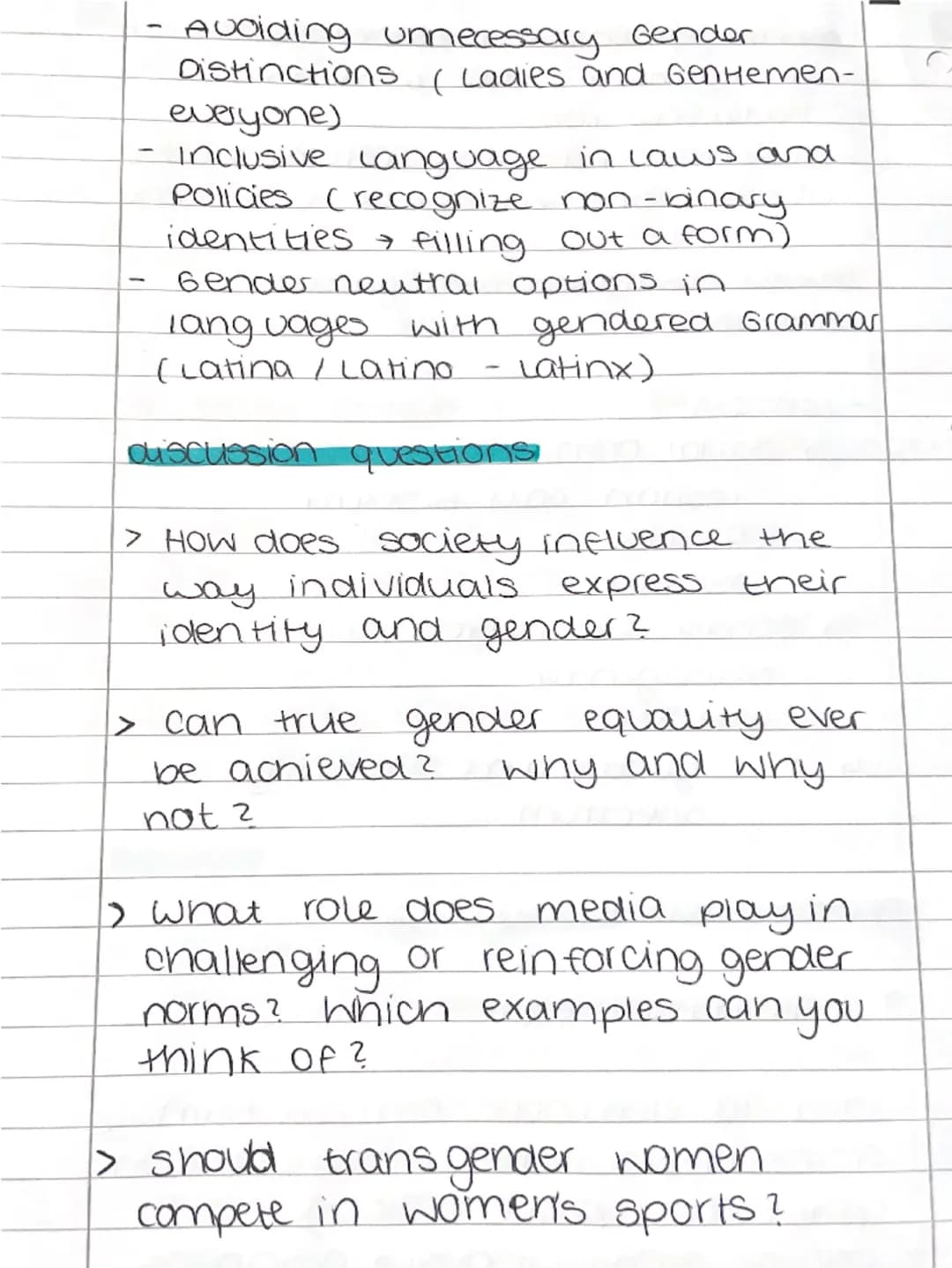 --- OCR Start ---
C
Bender and identity
gender and sex definition
sex male/female/intersex
4 biobgical and physiological
characteristics
4 c
