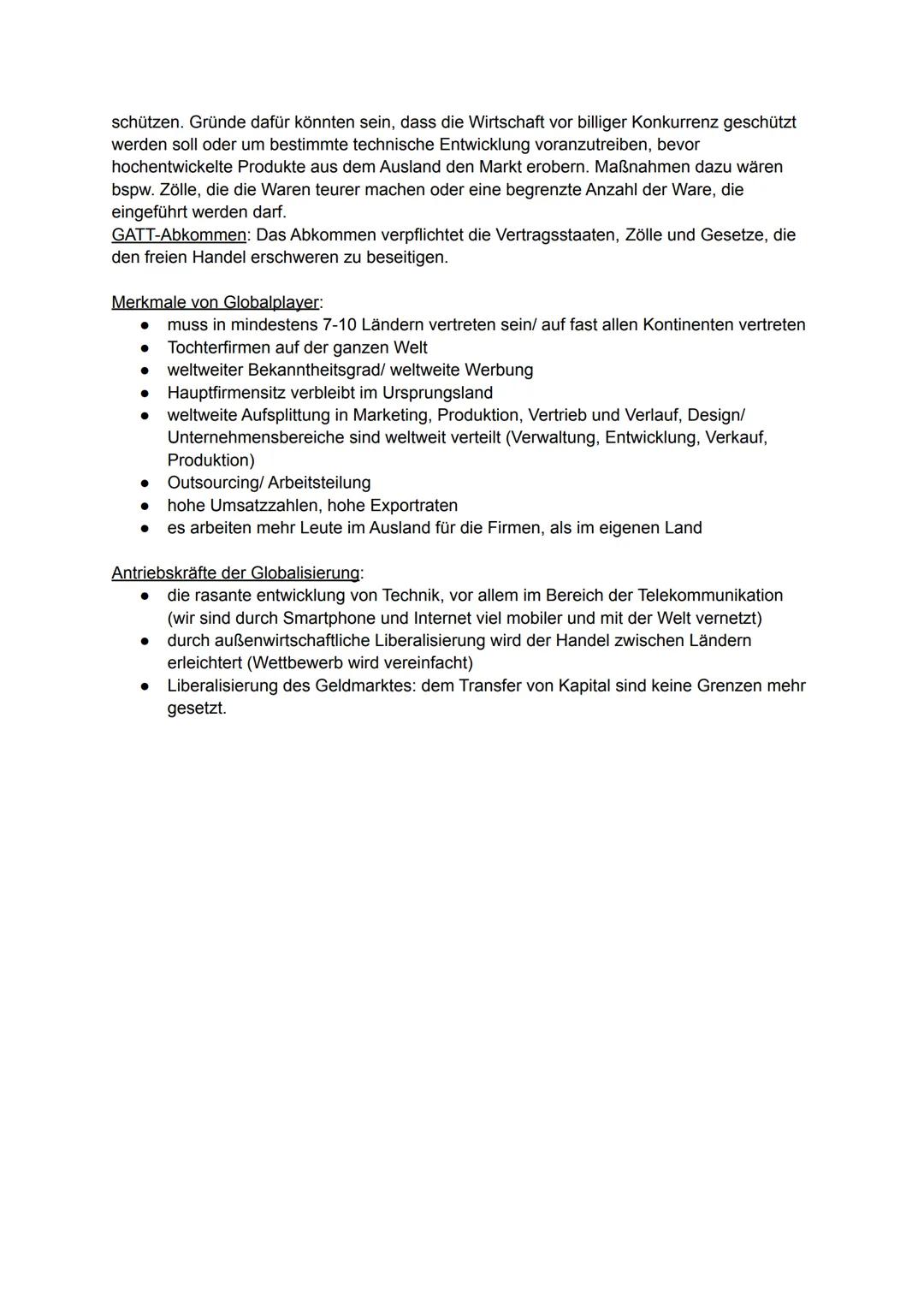 # Erdkunde - Globalisierung

Definition Globalisierung: Globalisierung meint die weltweite Vernetzung aller Bereiche - wie
Wirtschaft, Polit