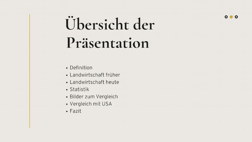 Entwicklung der
Landwirtschaft
Erdkunde LK
●●● Übersicht der
Präsentation
Definition
• Landwirtschaft früher
Landwirtschaft heute
Statistik
