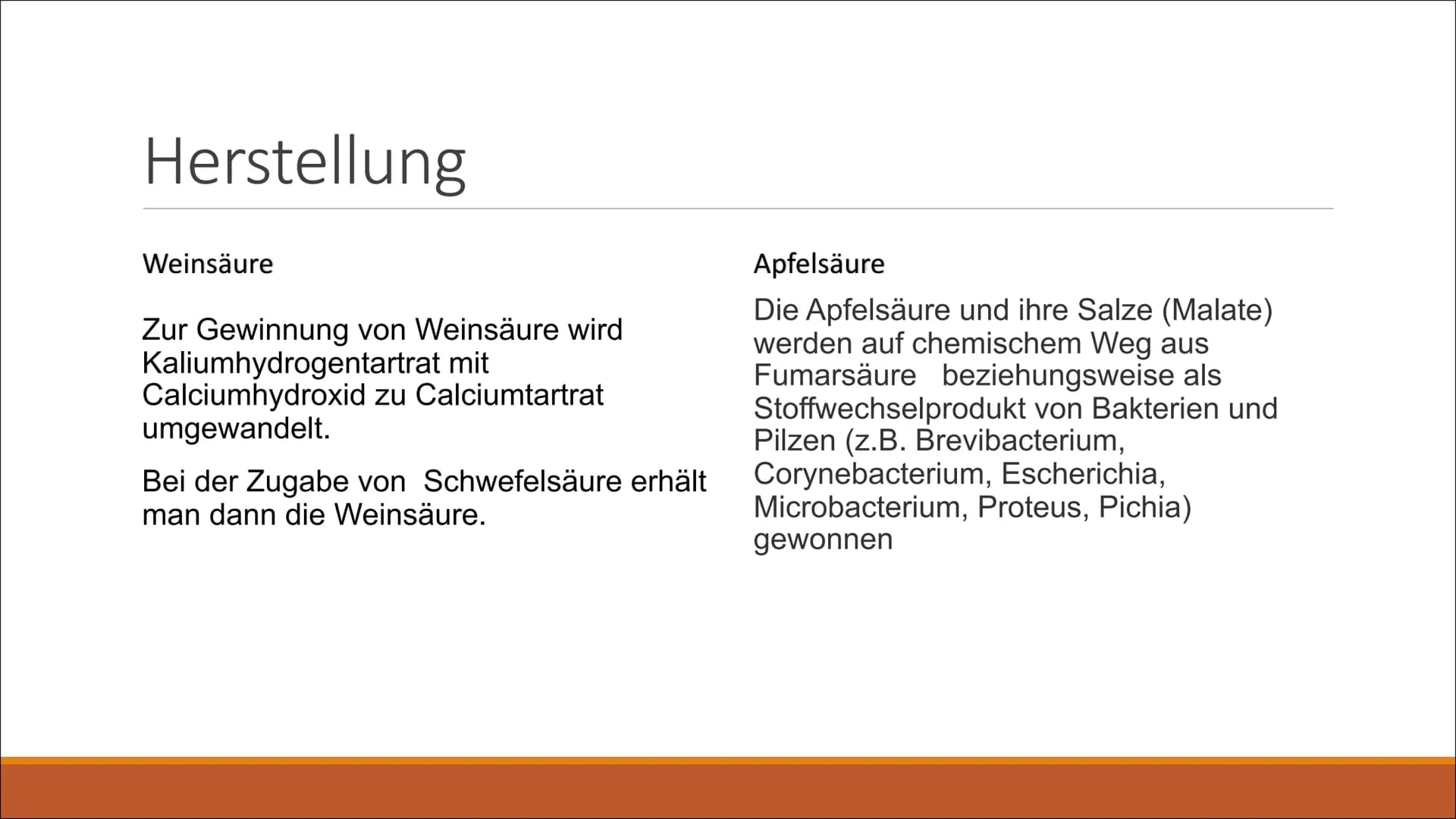 Fruchtsäuren Gliederung
1. Definition von Fruchtsäure
- Weinsäure und Apfelsäure
2. Strukturformel & Summenformel
3.Beschreibung
4. Eigensch