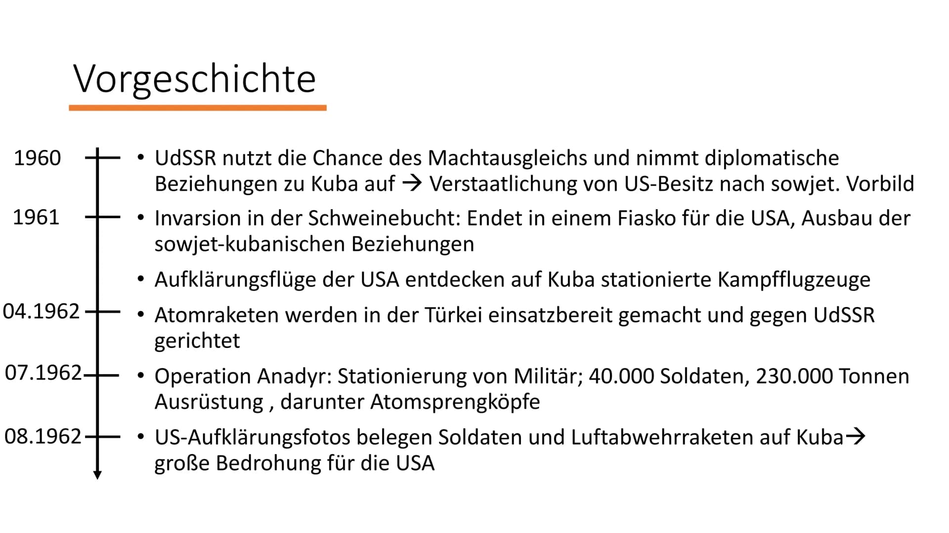 Die Kuba-Krise
1962
Die Welt vor einem Atomkrieg
2 1945 +
1949
1958
1959
Vorgeschichte
1959
• USA und UdSSR als etablierte Weltmächte mit un