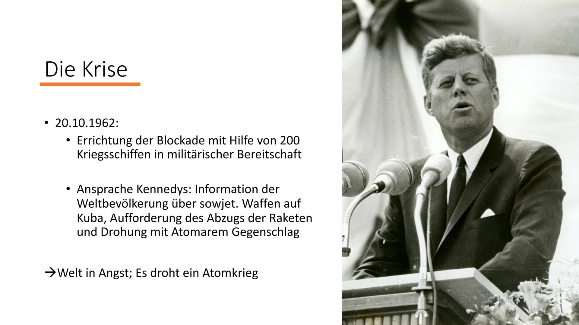 Die Kuba-Krise
1962
Die Welt vor einem Atomkrieg
2 1945 +
1949
1958
1959
Vorgeschichte
1959
• USA und UdSSR als etablierte Weltmächte mit un