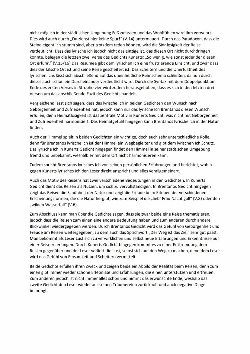 Gedichtvergleich
Eine Reise zu erleben ist ein vielfach gestaltetes Thema. Ob man in den Urlaub fährt oder eine
Lebensreise macht, ob diese 