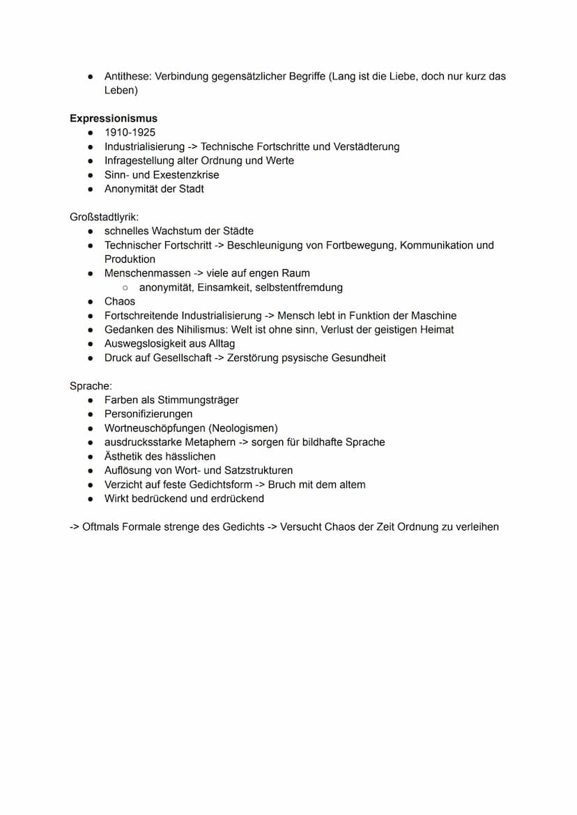 Lernzettel Deutschklausur Q3 nr.2
Analyse eines Gedichtes
Einleitung
●
●
Autor
Titel
● Textsorte
● Entstehungszeit (Epoche: Expressionismus)
