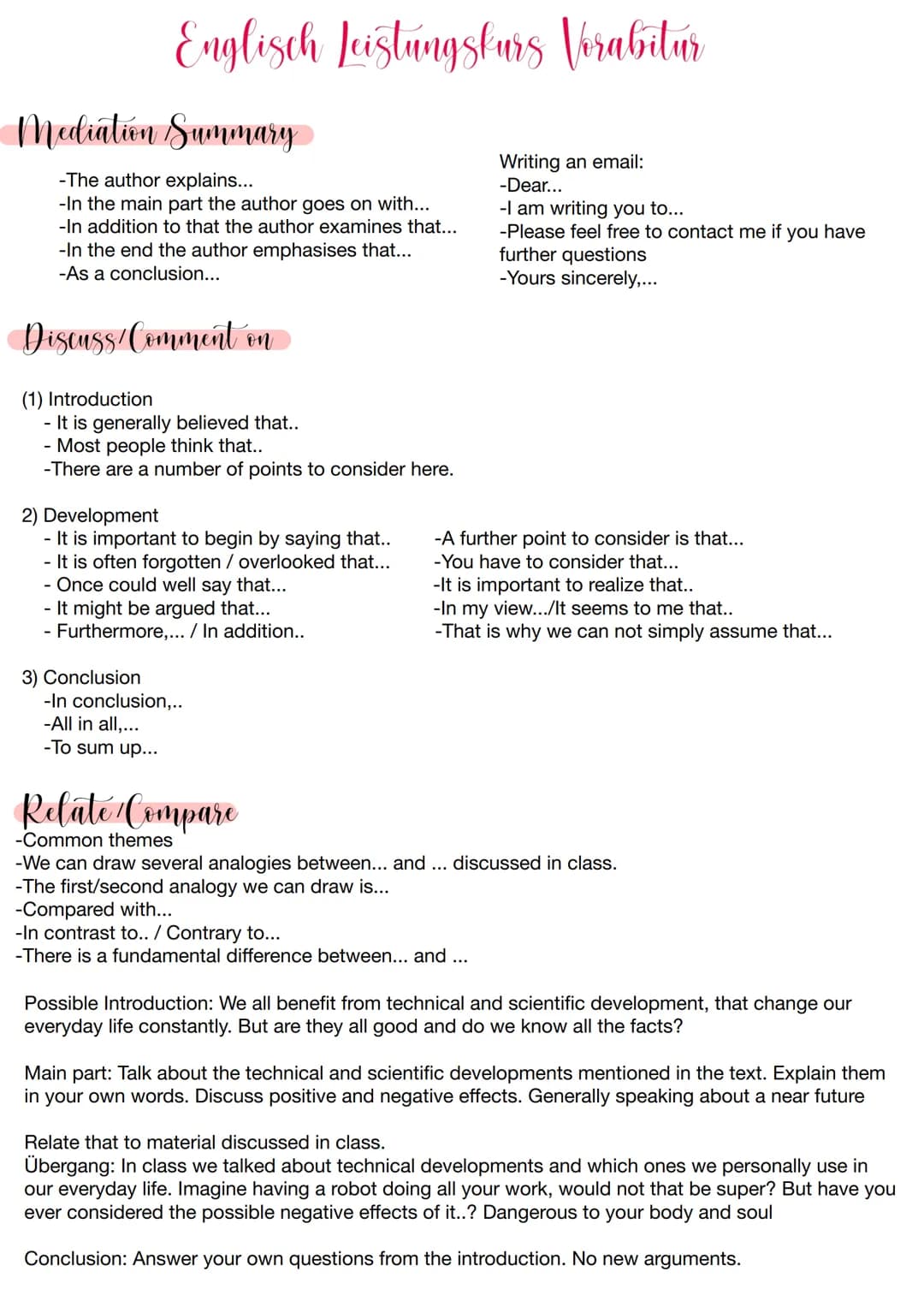 Englisch Leistungskars Virabitio
Mediation Summary
-The author explains...
-In the main part the author goes on with...
-In addition to that