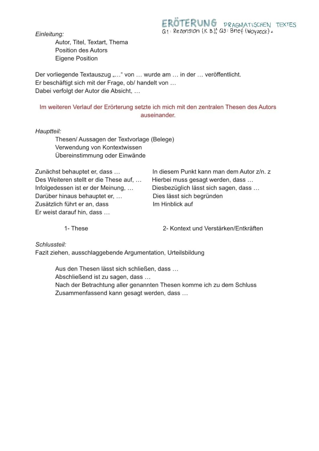 Erörterung pragmatischer Texte