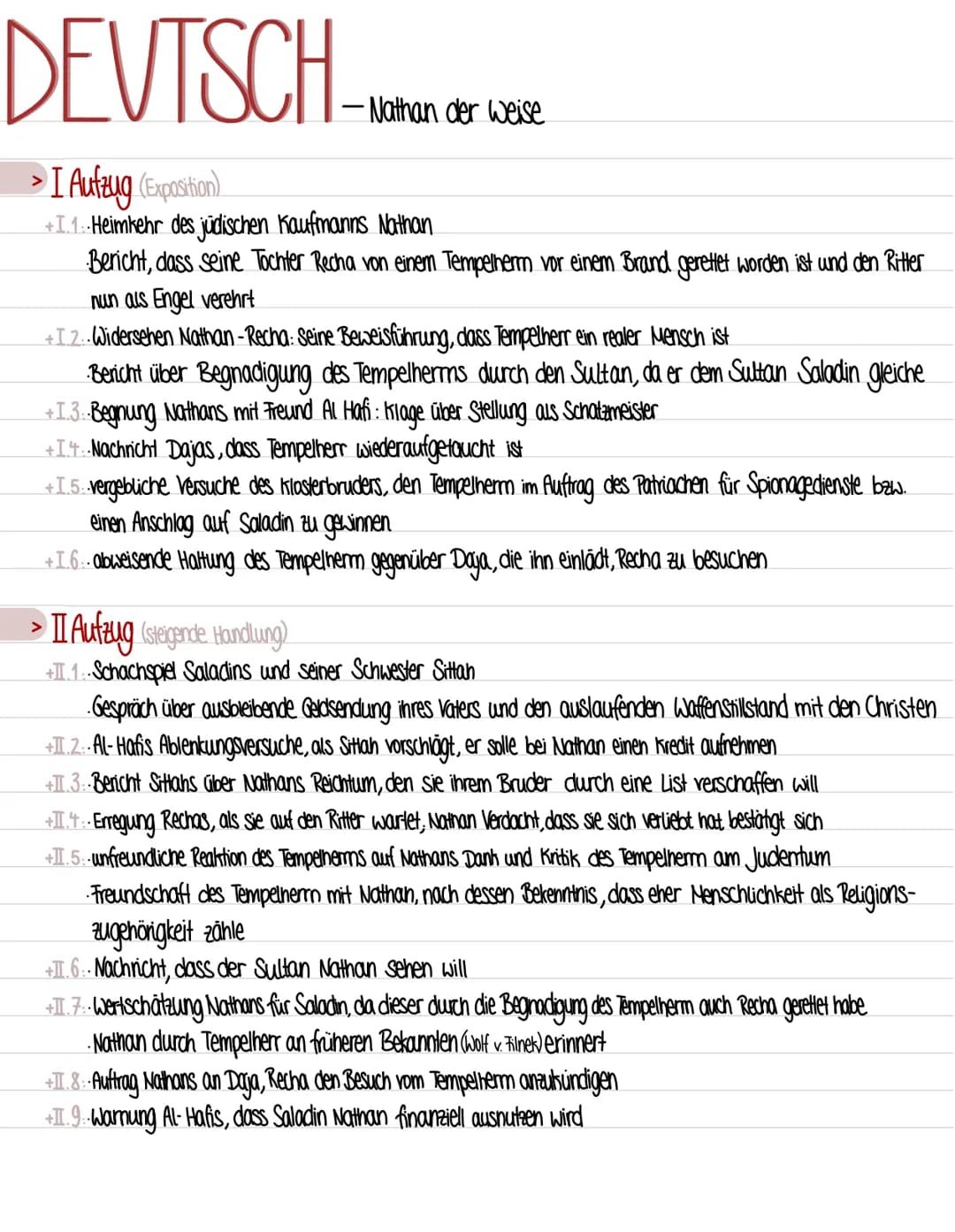 DEUTSCH-
I Aufzug (Exposition)
+I.1..Heimkehr des jüdischen Kaufmanns Nathan
Bericht, dass seine Tochter Recha von einem Tempelherm vor eine