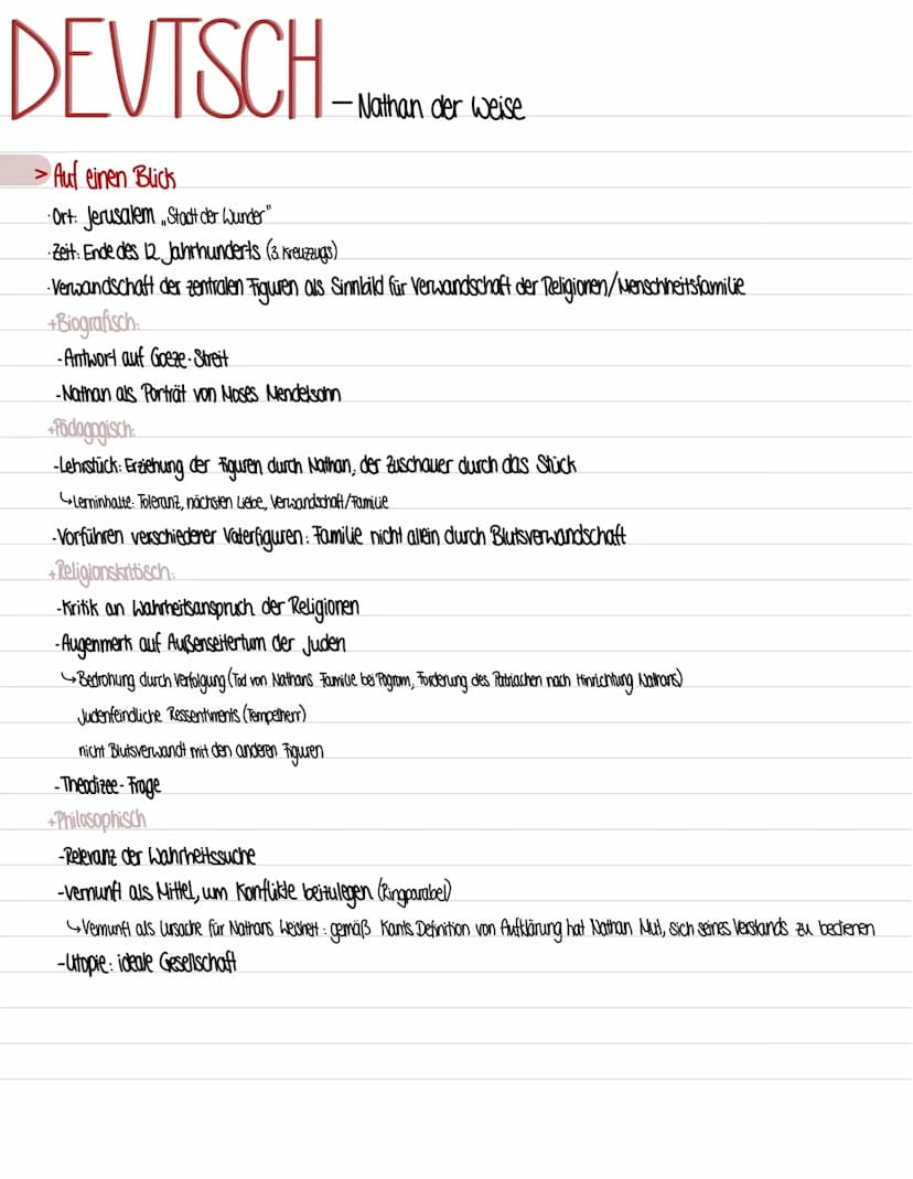 DEUTSCH-
I Aufzug (Exposition)
+I.1..Heimkehr des jüdischen Kaufmanns Nathan
Bericht, dass seine Tochter Recha von einem Tempelherm vor eine