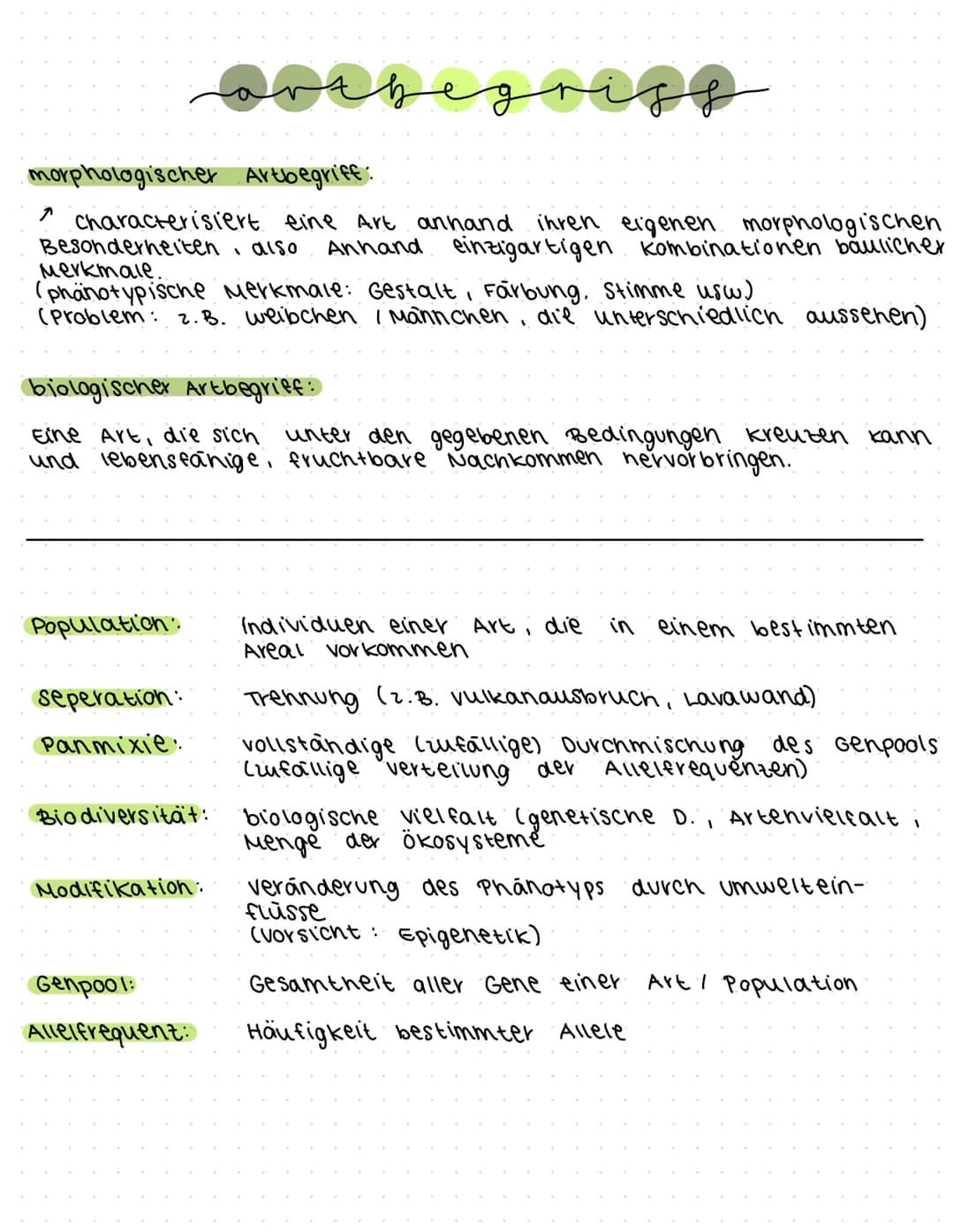 morphologischer Artbegriff:
characterisiert eine Art anhand ihren eigenen morphologischen
Besonderheiten V also Anhand einzigartigen kombina