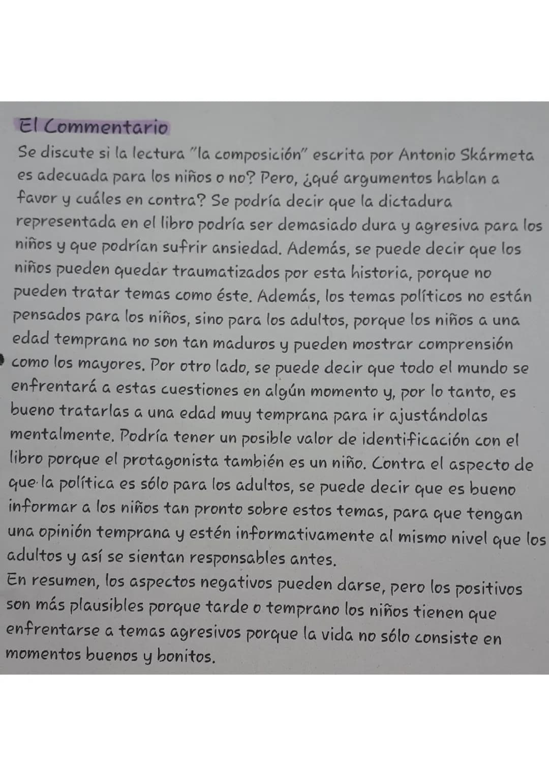 La Composición: Resumen y Políticas de Protección Infantil