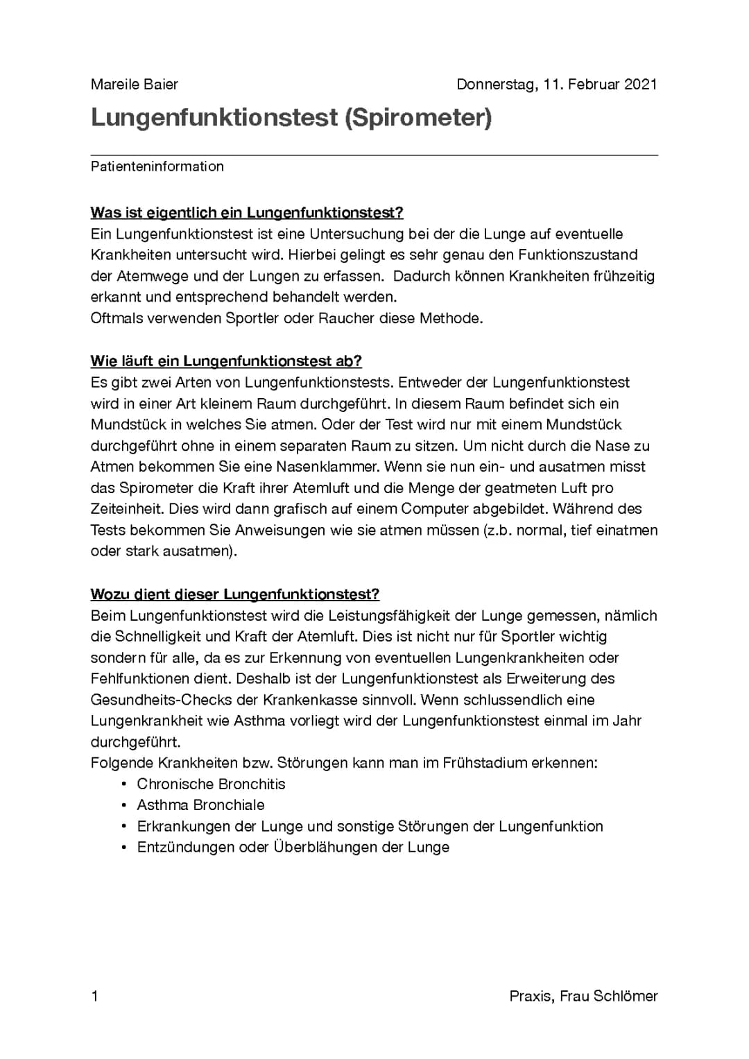Lungenfunktionstest (Spirometer)