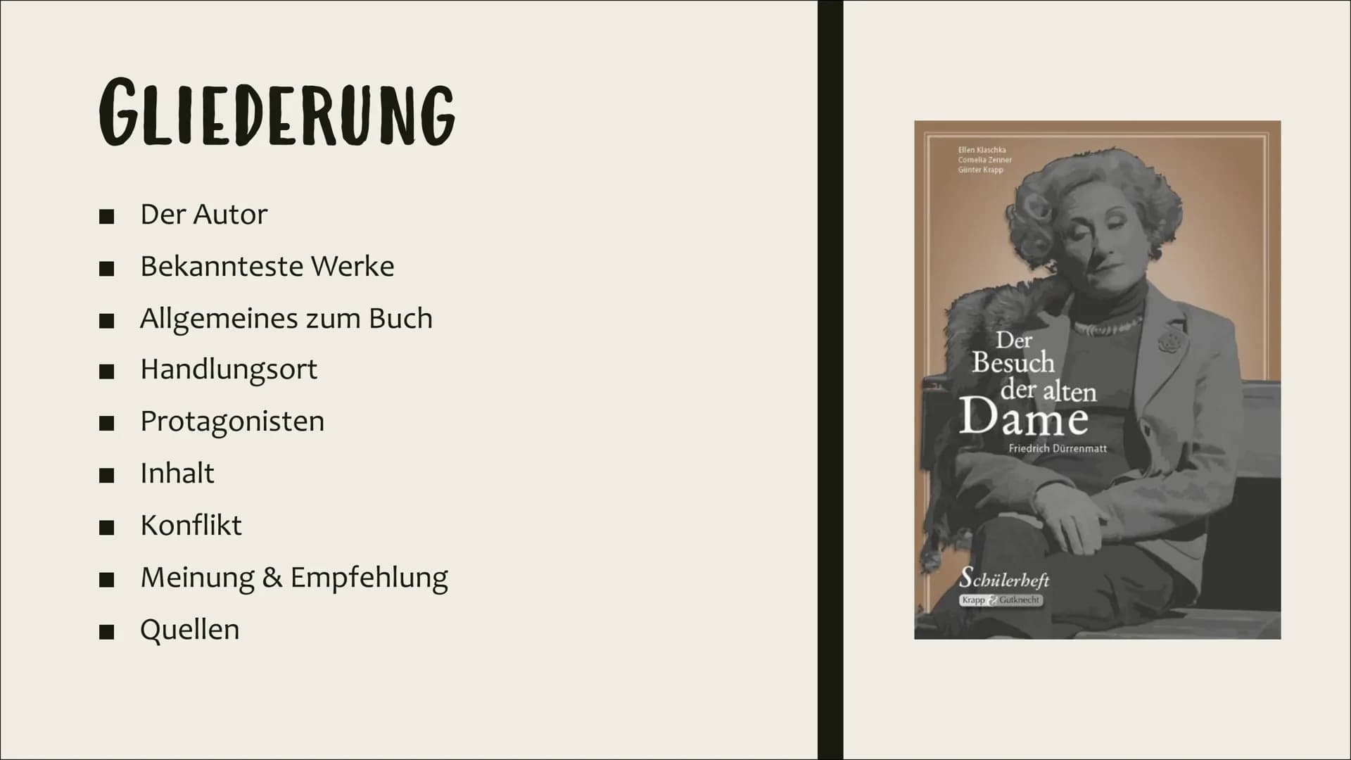 DER BESUCH DER
ALTEN DAME
Friedrich Dürrenmatt
SG 11.1 Laura Wiederkehr
Friedrich
Dürrenmatt
Der Besuch
der alten Dame
Tragische Komödie
Dio