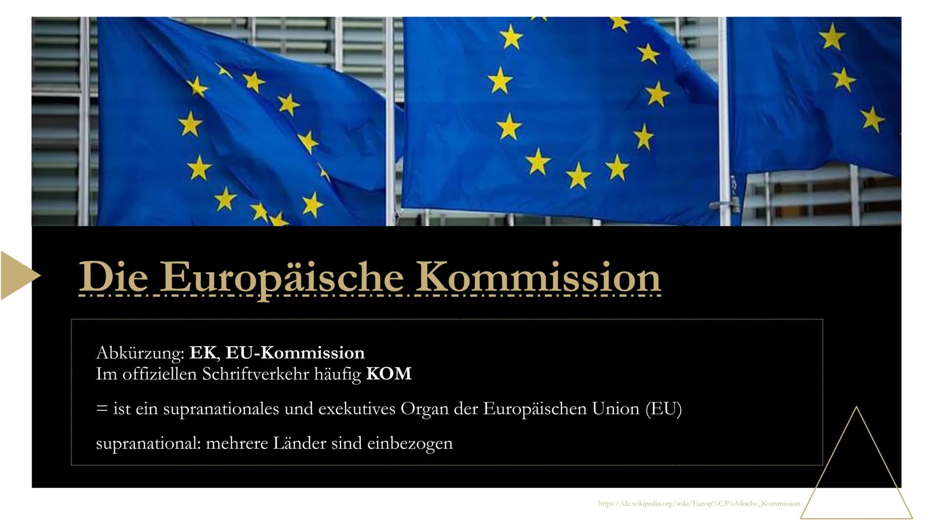 (2) Was ist die Aufgabe der Europäischen Kommission?
Die Europäische Kommission (abgekürzt EK oder EU-Kommission) ist ein supranationales
un
