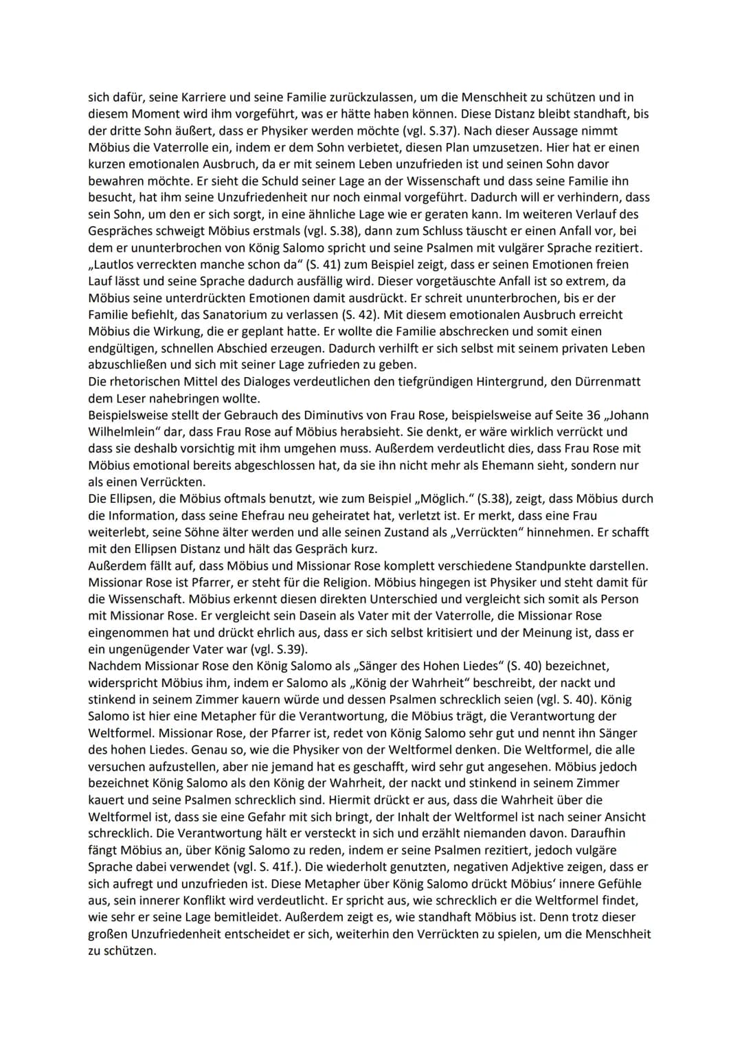 Dialoganalyse die Physiker
In der folgenden Analyse wird der Dialog zwischen Johann Wilhelm Möbius und Frau Rose aus der
Tragikomödie ,,Die 