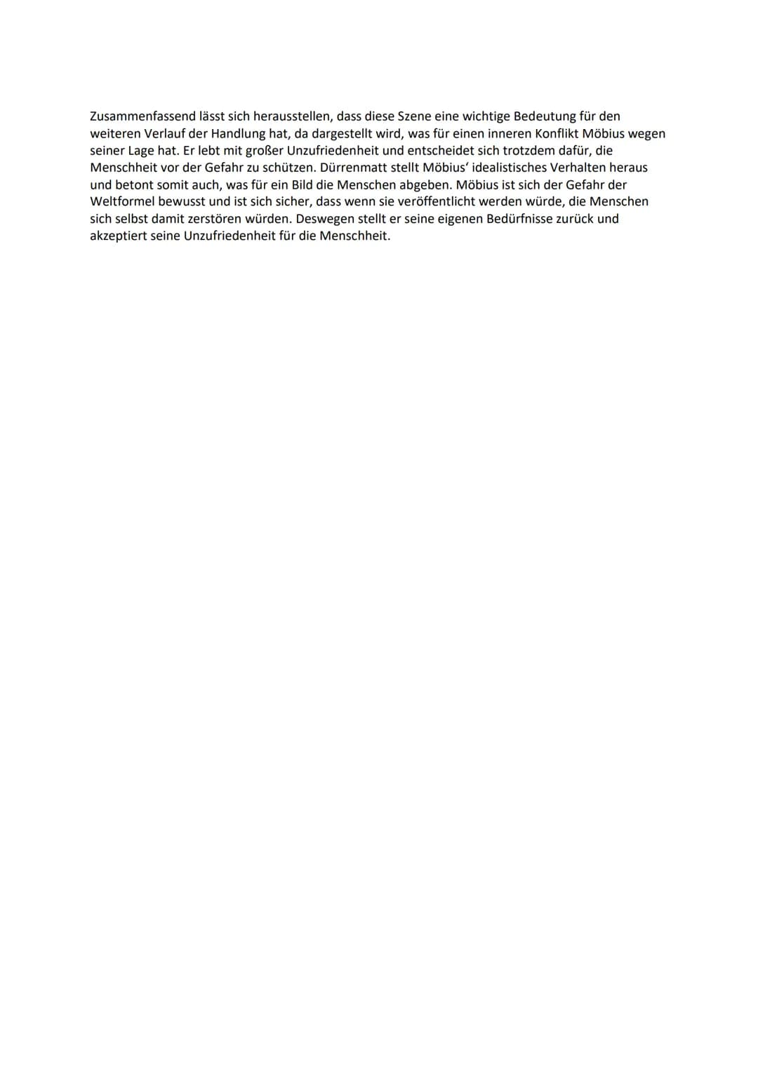 Dialoganalyse die Physiker
In der folgenden Analyse wird der Dialog zwischen Johann Wilhelm Möbius und Frau Rose aus der
Tragikomödie ,,Die 