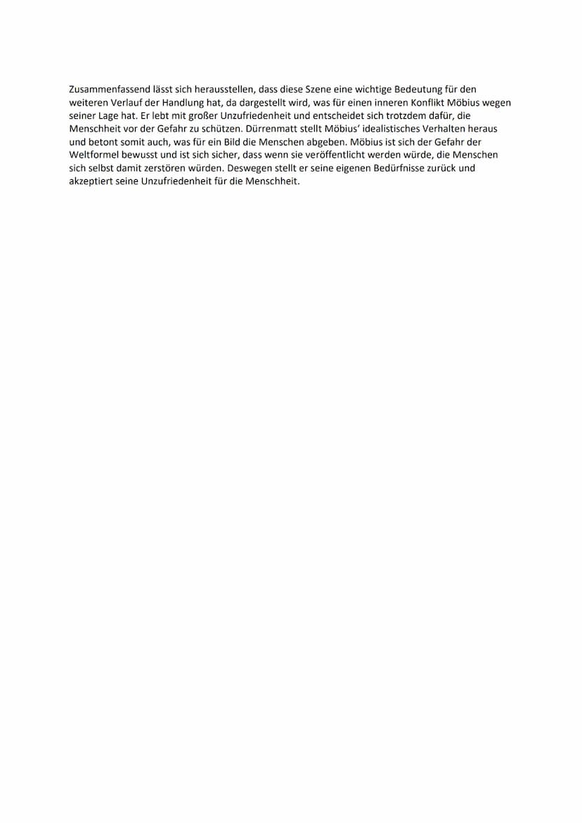 Dialoganalyse die Physiker
In der folgenden Analyse wird der Dialog zwischen Johann Wilhelm Möbius und Frau Rose aus der
Tragikomödie ,,Die 