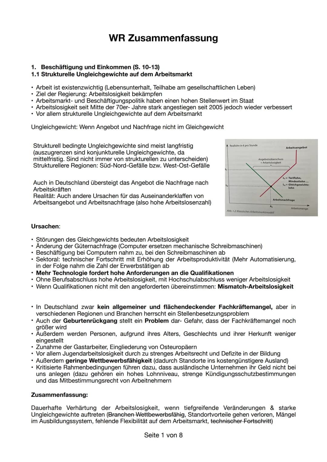 1. Beschäftigung und Einkommen (S. 10-13)
1.1 Strukturelle Ungleichgewichte auf dem Arbeitsmarkt
• Arbeit ist existenzwichtig (Lebensunterha
