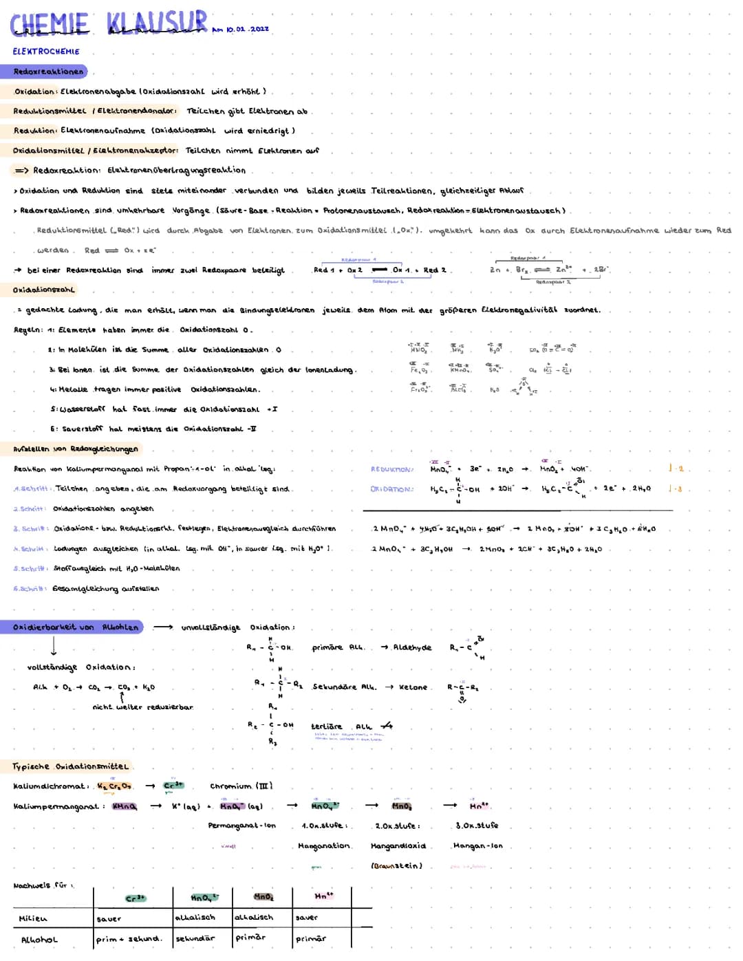 Chemie Lernzettel