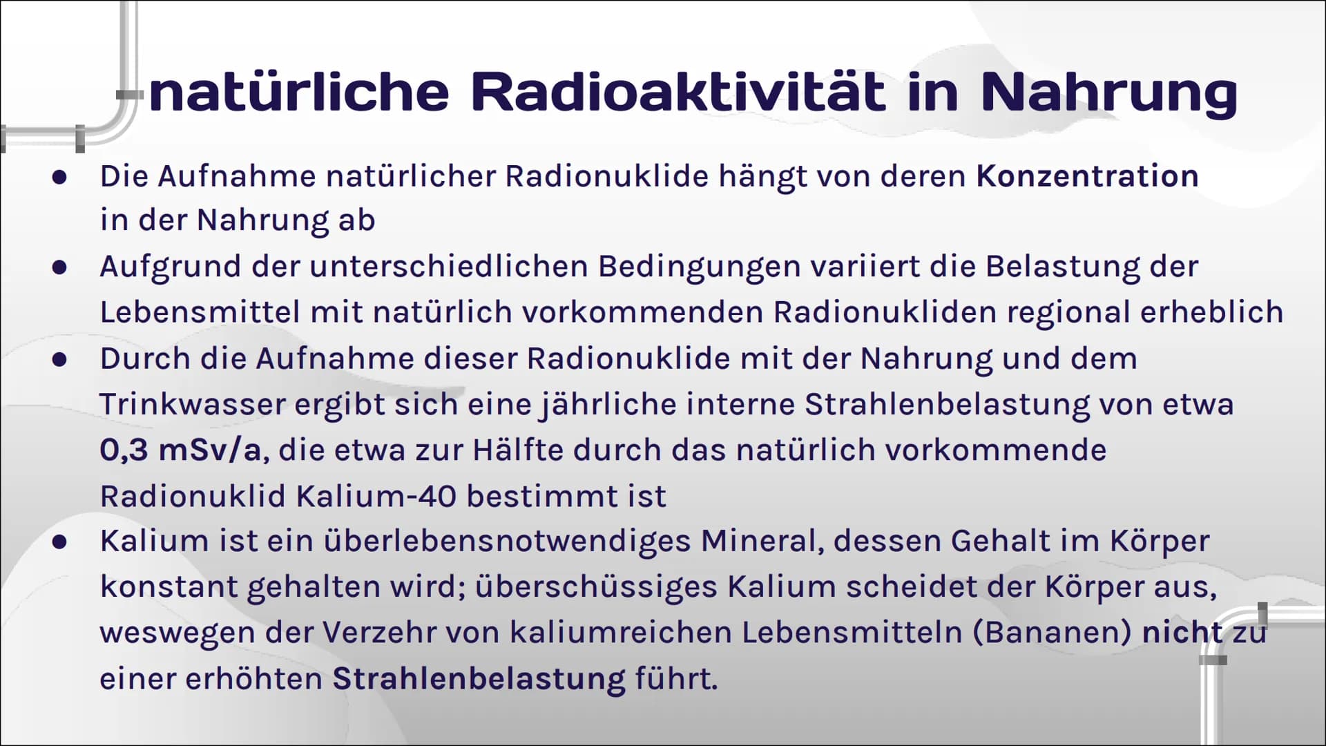 Natürliche
Radioaktivität
Iman Nejmeh 10E
||
III 01
Inhaltsverzeichnis
Was ist natürliche
Radioaktivität?
03 Alpha-/Beta-/
Gammastrahlung
05