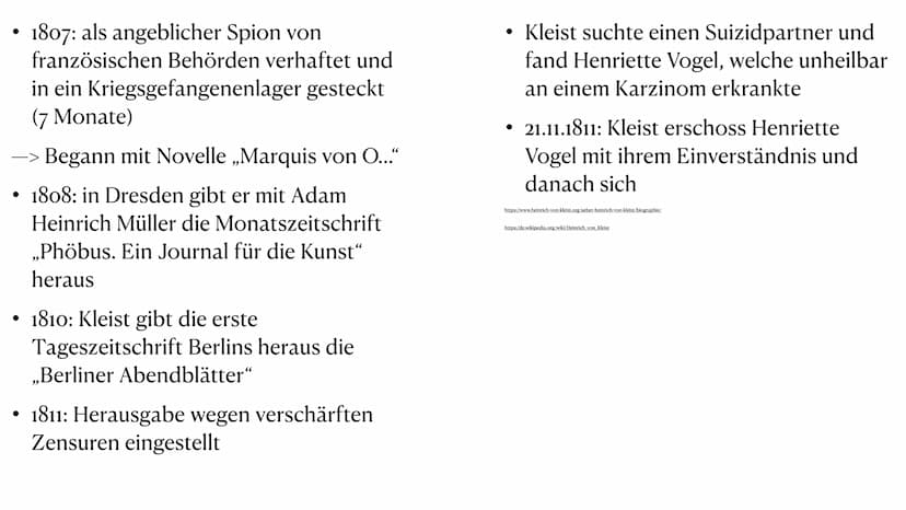 Heinrich von Kleist
Anna und Enna ●
Geboren: 18.10.1777, Frankfurt (Oder)
• Verstorben: 21.11.1811, Berlin
●
• Deutscher Dramatiker, Erzähle