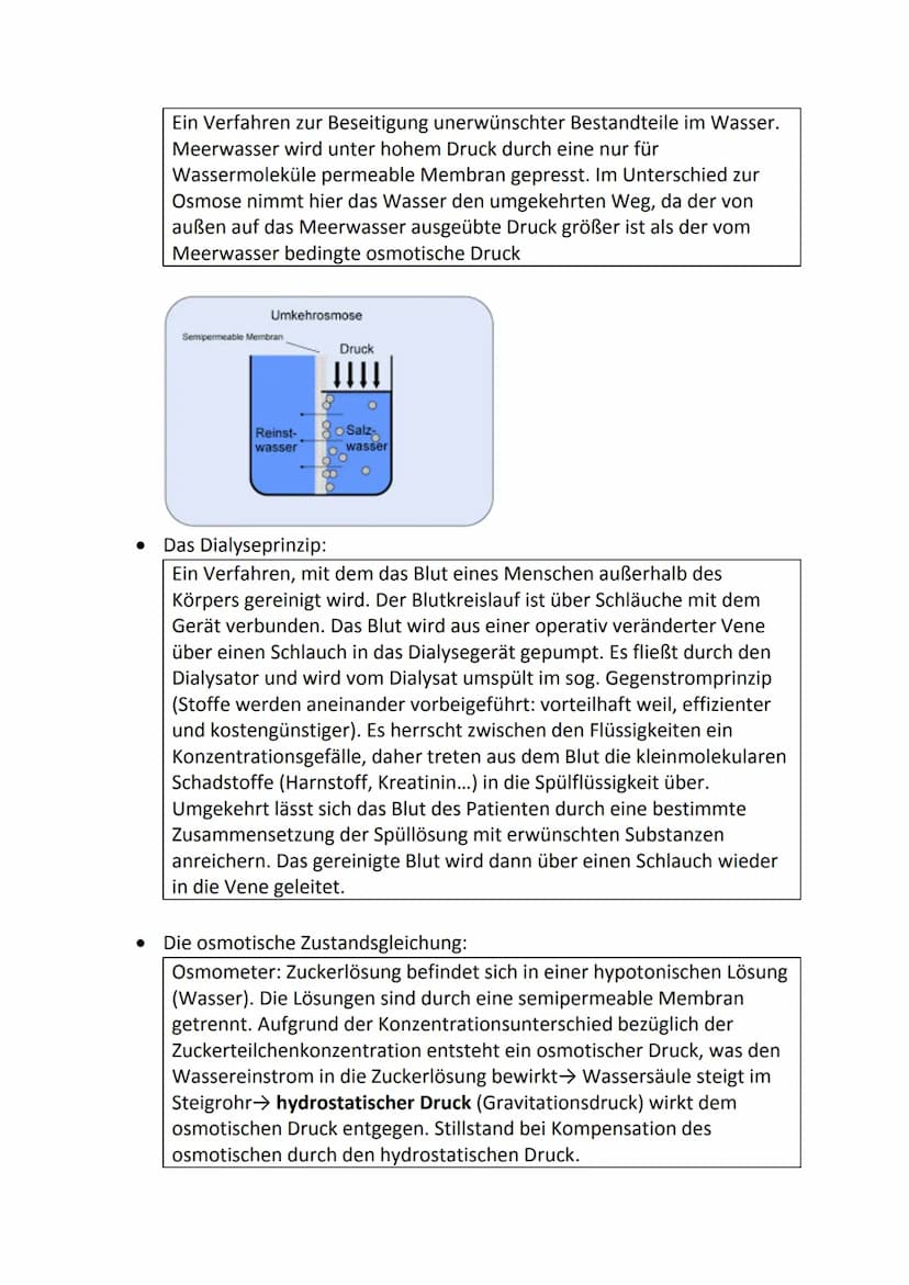 Vorbereitung auf die Bioklausur
Themen:
Biomembran
• Membranmodelle
• Diffusion, Osmose
• Umkehrosmose, Dialyseprinzip
• Osmotische Zustands