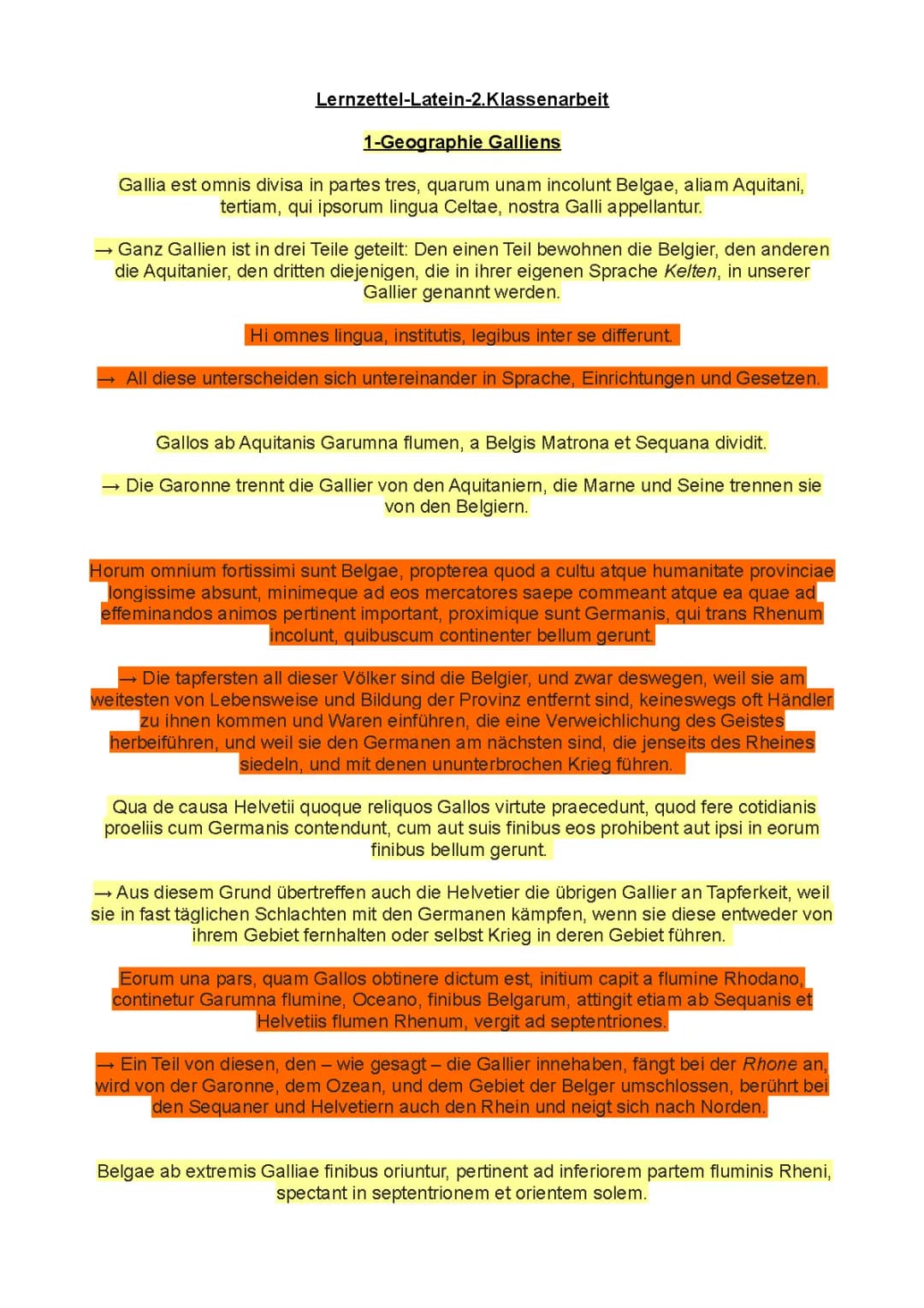 De Bello Gallico: Übersetzung und Zusammenfassungen von Caesars Texten