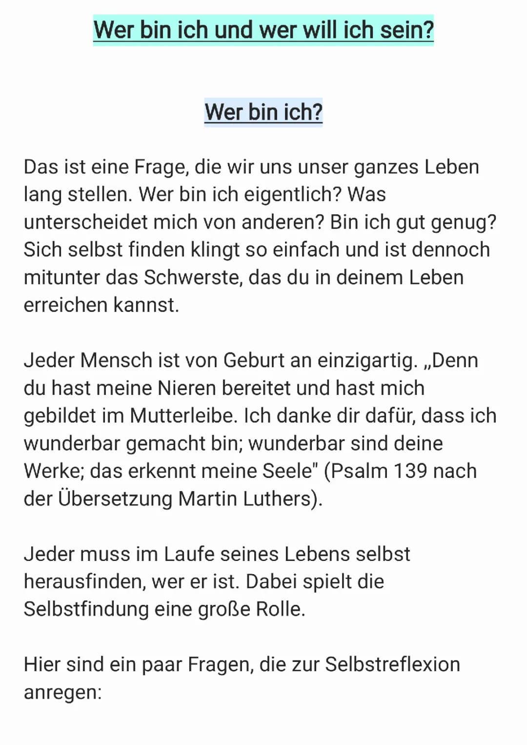 Wer bin ich und was will ich werden? - Selbstfindungstest für Kinder