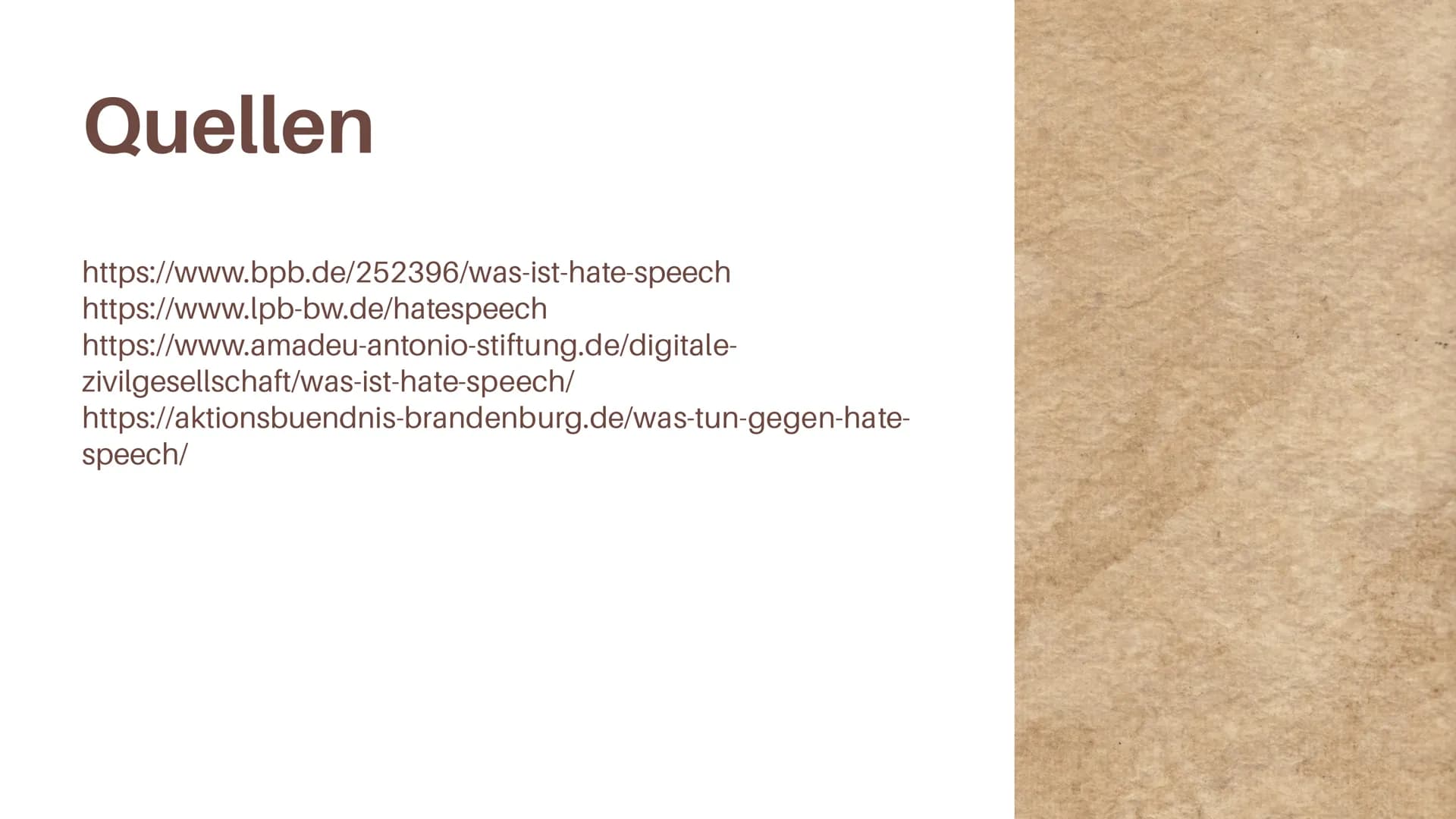 Hate Speech
Was kann man gegen Hate Speech tun?
HATE
SPEECH Inhaltsverzeichnis
01
Was ist Hate Speech?
03
Was kann man dagegen tun?
02
Folge