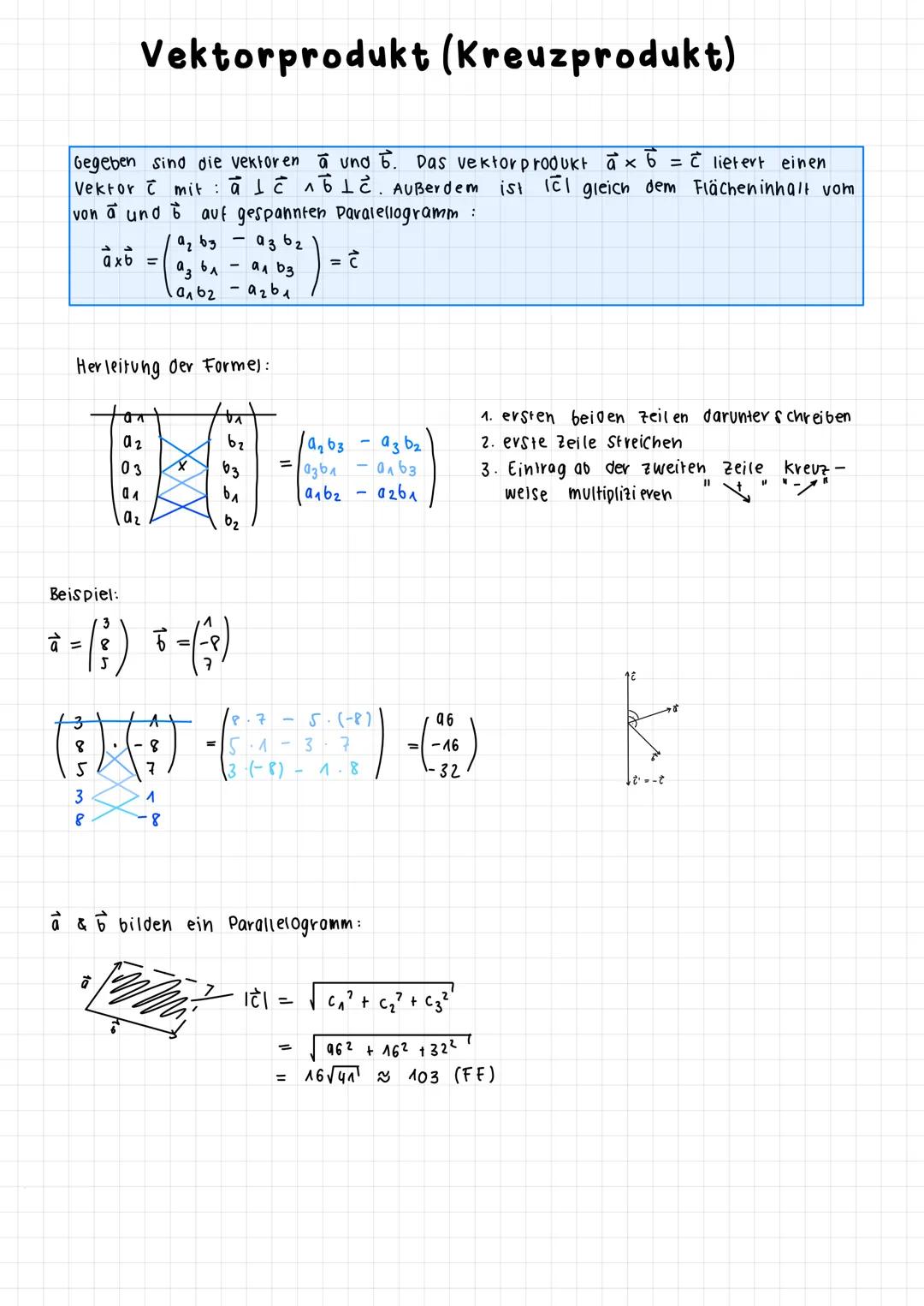 Vektorprodukt (Kreuzprodukt)