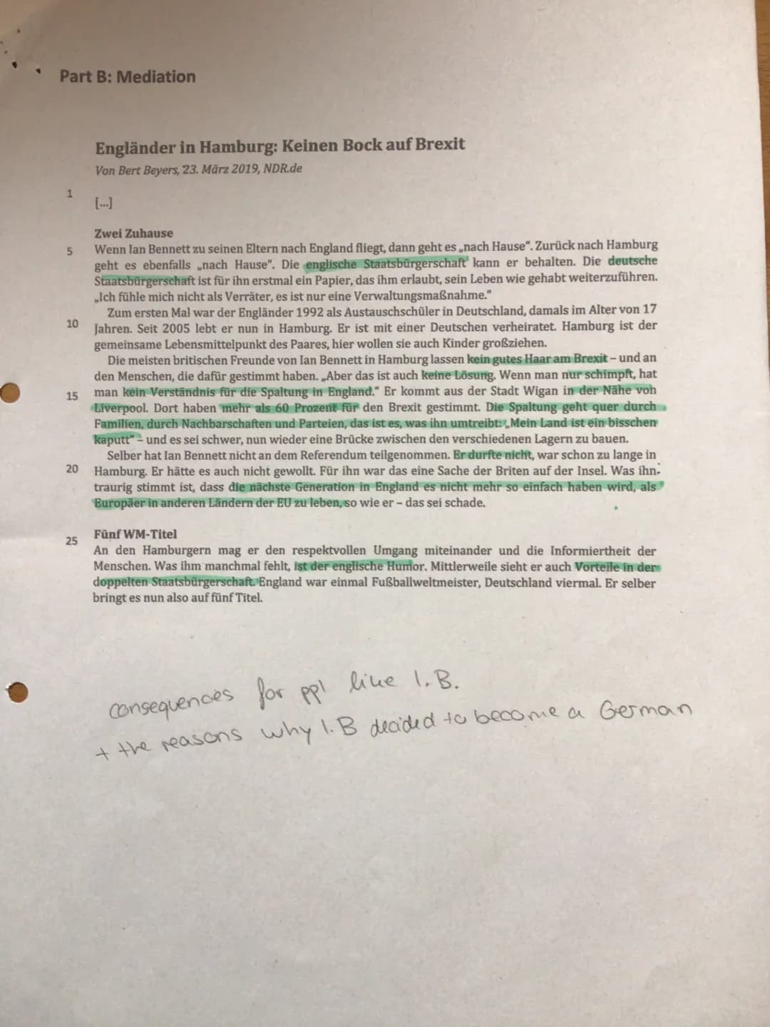 Exam on ,,Isles of Wonder?" -The UK between self-perception
Q1 LK E
and external perspectives.
Assignments:
Part A: Reading and writing comp