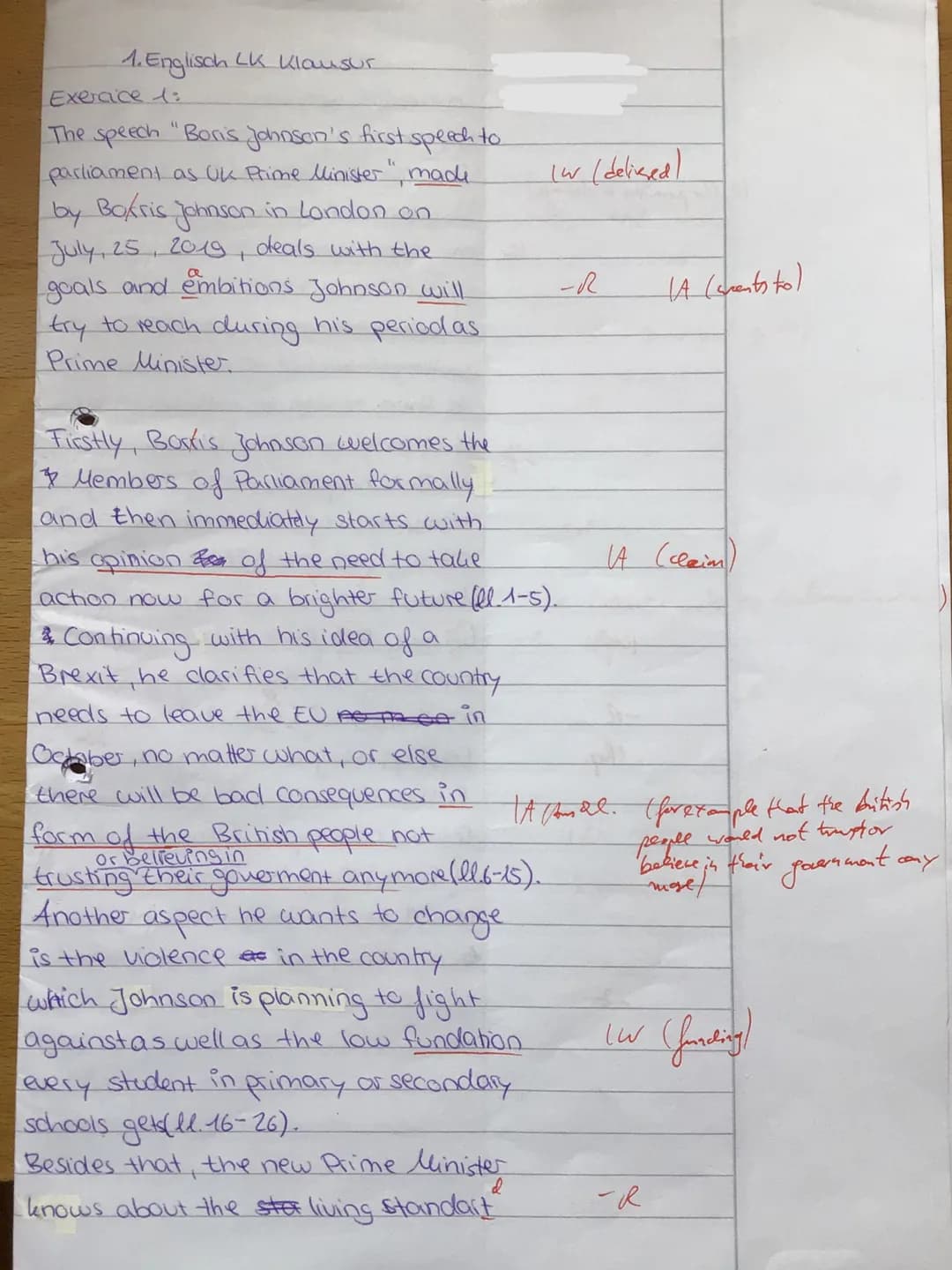 Exam on ,,Isles of Wonder?" -The UK between self-perception
Q1 LK E
and external perspectives.
Assignments:
Part A: Reading and writing comp