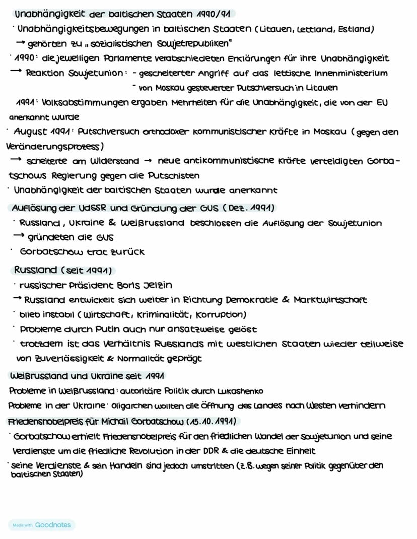 Entspannungspolitik - Gorbatschow
S. 225-226:
Reformpolitik
"Perestroika" und „ Glasnost"
*innere Stabilität und äußere Macht der Sowjetunio