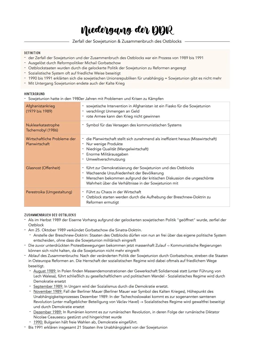 # Niedergang der DDR
Zerfall der Sowjetunion & Zusammenbruch des Ostblocks

DEFINITION
- der Zerfall der Sowjetunion und der Zusammenbruch d