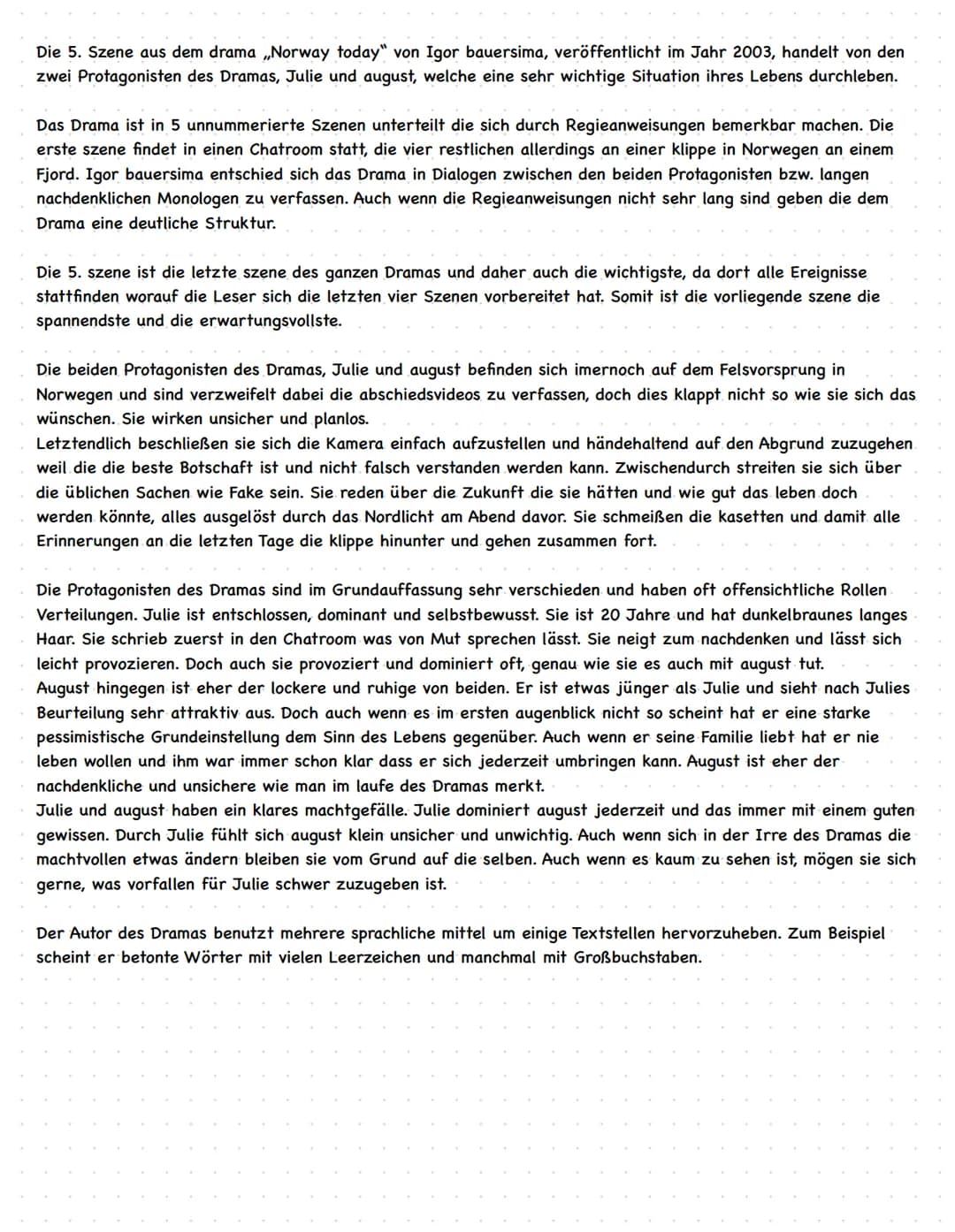 Allgemein
* Szenenanalyse Lerngettel
Einleitung: Autor, Titel, Textart, Erscheinungsjahr, Thema, kurze Inhaltsangabe
Hauptteil: A.) Einordnu