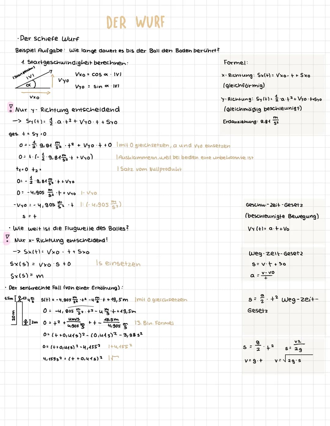 Der Wurf - Physik