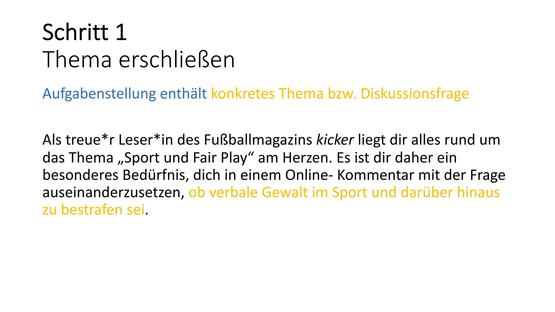 Schritt für Schritt
zum materialgestützten Argumentieren Materialgestütztes Argumentieren
Was gehört hinein?
Einleitung
Hauptteil
Schluss Ma
