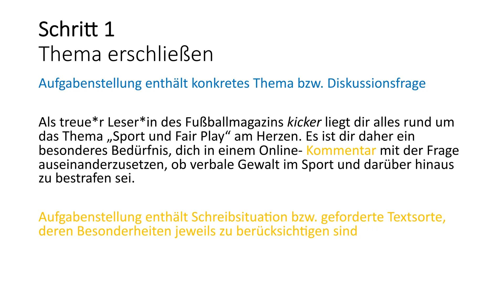 Schritt für Schritt
zum materialgestützten Argumentieren Materialgestütztes Argumentieren
Was gehört hinein?
Einleitung
Hauptteil
Schluss Ma
