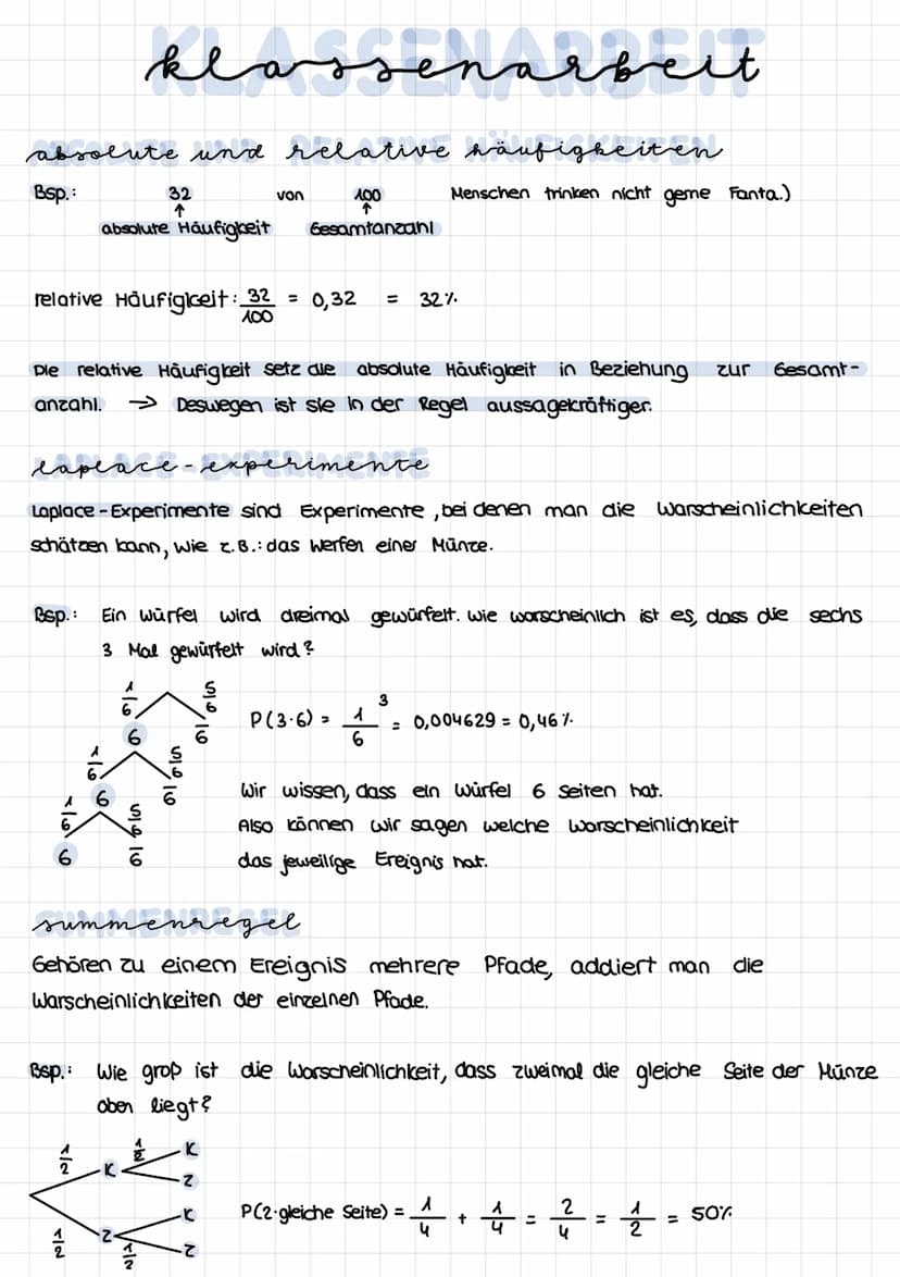 Bsp.:
absolute und relative häufigkeiten
100
absolute Häufigkeit Gesamtanzani
relative Häufigkeit: 32 = 0,32
100
A
6
Die relative Häufigkeit
