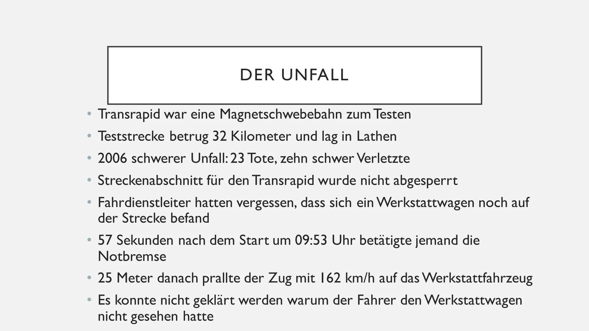 DIE MAGNETSCHWEBEBAHN
Präsentation von INHALT
Allgemein
• Wie funktioniert es?
Magnetschwebebahn in Deutschland
• Vor und -Nachteile
Die ein