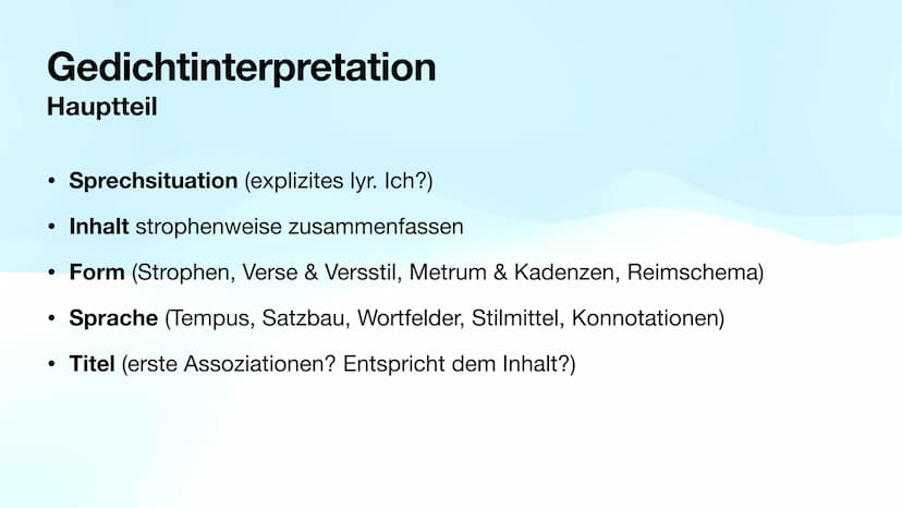 Methoden
Abi 23 NRW - Deutsch LK ●
●
●
Gedichtinterpretation ✓
Gedichtvergleich ✔
Szenenanalyse ✔
Sachtext ✔
Kurzgeschichte ✓
Erörterung (zu