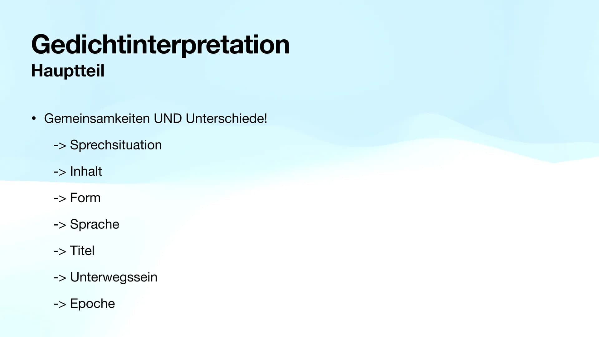 Methoden
Abi 23 NRW - Deutsch LK ●
●
●
Gedichtinterpretation ✓
Gedichtvergleich ✔
Szenenanalyse ✔
Sachtext ✔
Kurzgeschichte ✓
Erörterung (zu