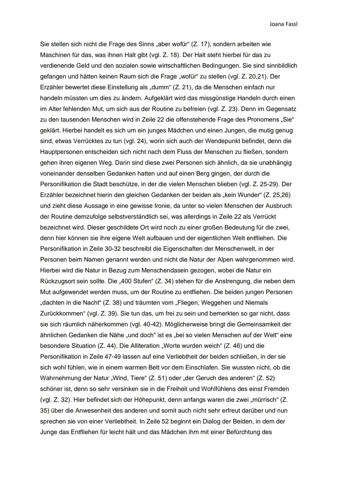 Joana Fassl
Kurzgeschichten interpretation ,,Nacht“ von Sybille Berg
Haben Sie sich einmal die Frage gestellt, wofür Sie jede Woche den selb