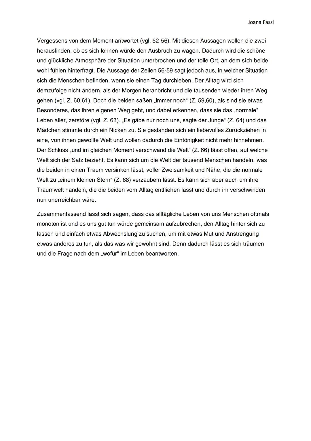 Joana Fassl
Kurzgeschichten interpretation ,,Nacht“ von Sybille Berg
Haben Sie sich einmal die Frage gestellt, wofür Sie jede Woche den selb