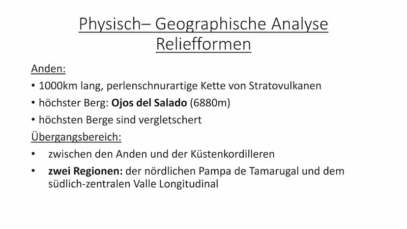 Chile
Aus der Sprache der Aymara: „chilli“ = „Land, wo die Welt zu Ende ist" 1. geografische Einordung
2.
Unsere Gliederung:
3.
(Reliefforme